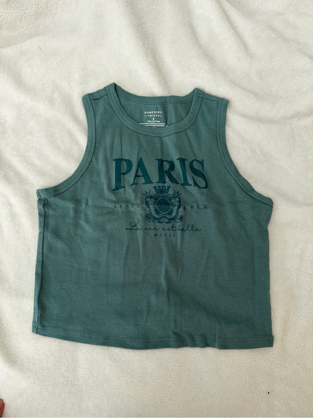 Paris Teal Green Graphic Tank Top, Muscle Tank